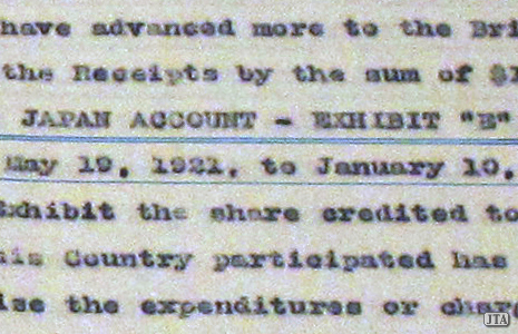 1921年の会計報告書。初参加の日本に関しても記載されている